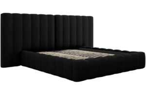 Černá čalouněná dvoulůžková postel MICADONI Kelp 180 x 200 cm