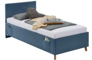 Modrá manšestrová postel Meise Möbel Cool 140 x 200 cm