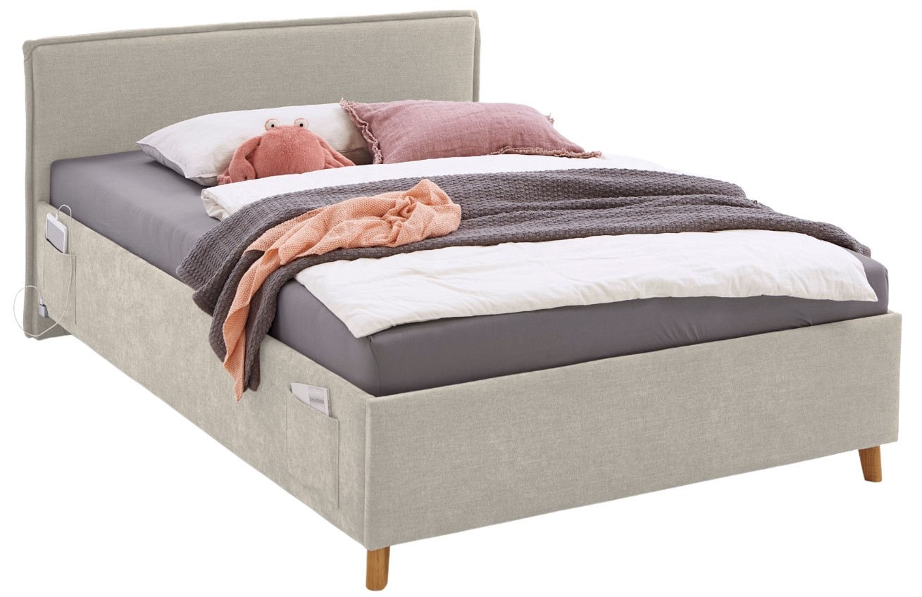 Béžová čalouněná postel Meise Möbel Fun 140 x 200 cm