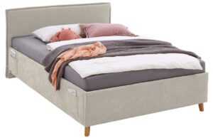 Béžová čalouněná postel Meise Möbel Fun 120 x 200 cm s úložným prostorem