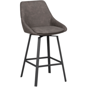 Šedá čalouněná otočná barová židle ROWICO ALISON 65 cm