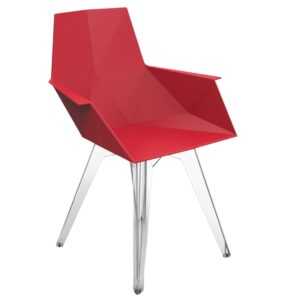 VONDOM Červená plastová zahradní židle FAZ s područkami
