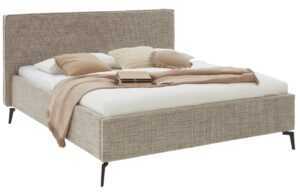 Béžová čalouněná dvoulůžková postel Meise Möbel Riva 160 x 200 cm s úložným prostorem