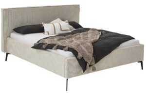 Krémová čalouněná dvoulůžková postel Meise Möbel Riva 180 x 200 cm s úložným prostorem