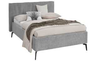 Světle šedá čalouněná dvoulůžková postel Meise Möbel Riva 140 x 200 cm s úložným prostorem