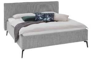 Světle šedá čalouněná dvoulůžková postel Meise Möbel Riva 160 x 200 cm s úložným prostorem