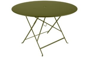 Zelený kovový skládací stůl Fermob Bistro Ø 117 cm - odstín pesto