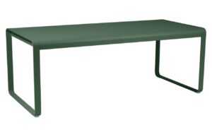 Tmavě zelený kovový stůl Fermob Bellevie 196 x 90 cm