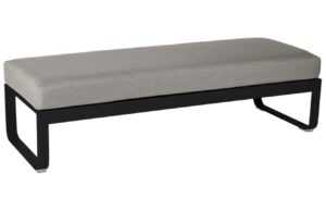 Šedohnědá čalouněná lavice Fermob Bellevie 148 cm s černou podnoží