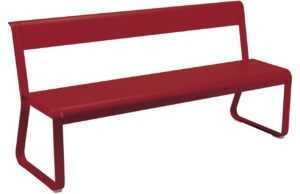 Červená kovová lavice s opěrkou Fermob Bellevie 161 cm