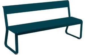 Modrá kovová lavice s opěrkou Fermob Bellevie 161 cm