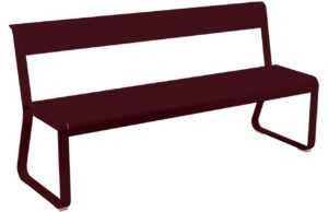 Třešňově červená kovová lavice s opěrkou Fermob Bellevie 161 cm